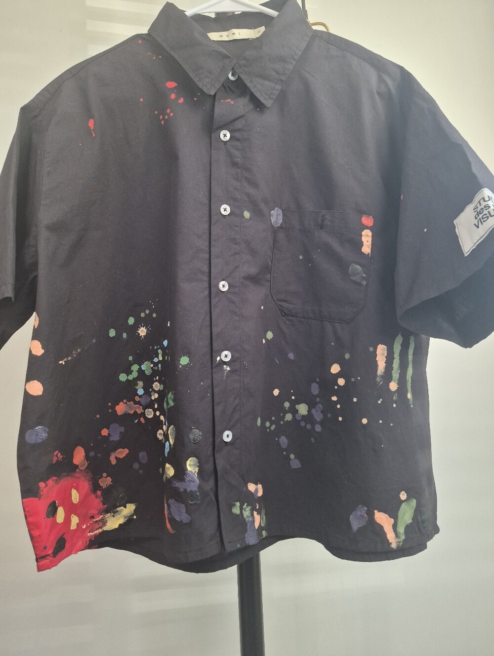 mnml Studio des Arts Visuels Paint Splatter Shirt Black Men's XL Oversized